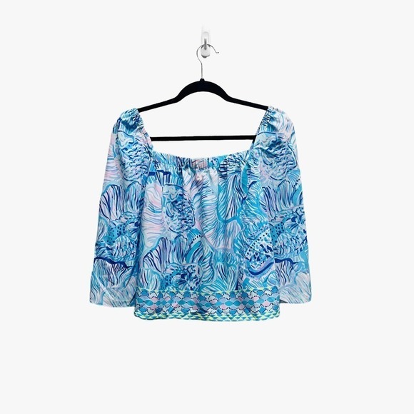 Lilly Pulitzer Fishful Thinking Lizzie Top In Bermuda Blue Size XS - Picture 4 of 9